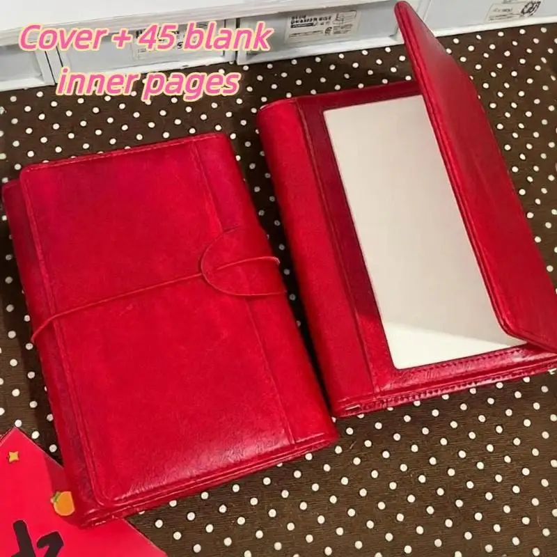 A6 Red Tomato Three Fold Loose Leaf Notebook PU Binder Photocards Collect Book Diary Agenda Planner Stationery