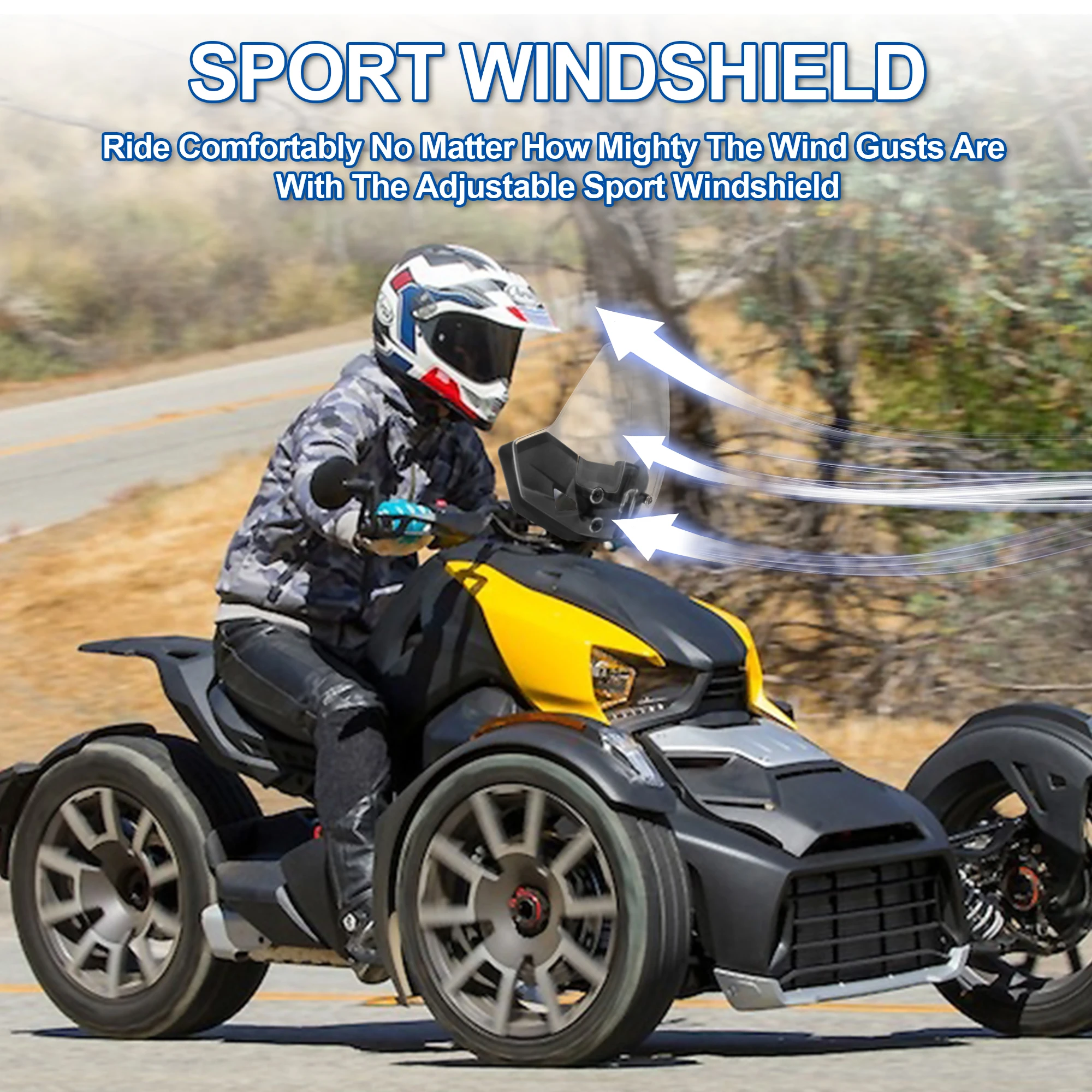 Wind Off. Clarity On. – For Ryker 600/900/Rally Adjustable Deflector That Keeps Your Ride Smooth and Clear