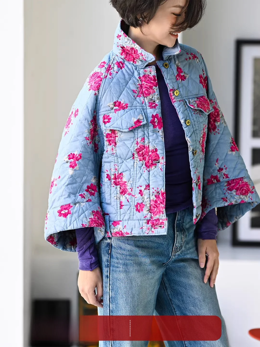 

Artistic Bell Sve ort Cotton Jaet Women's F9030 Color Blo Print Split Sve Faionable Commute Sle Milan Declar...