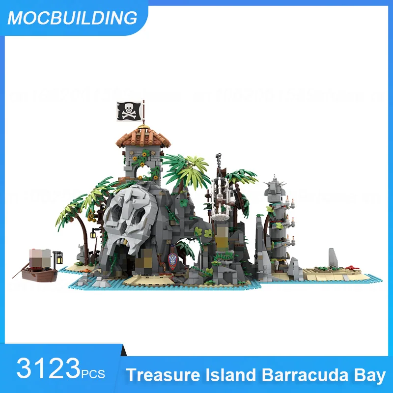 MOC Bausteine Schatzinsel - Barracuda Bay Modell DIY Montieren Steine Pädagogisches Schloss Display Weihnachten Spielzeug Geschenke 3123PCS