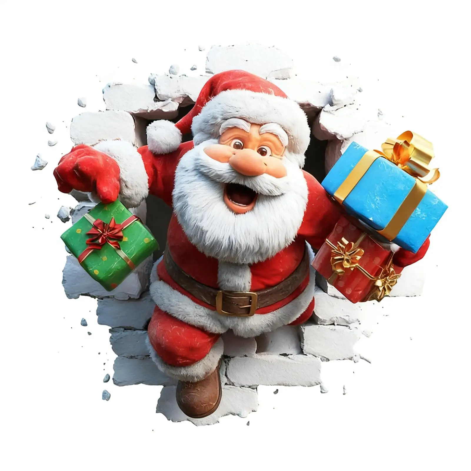 Santa Claus Wall Stickers Removable Broken Wall Christmas Design Decal Winter Holiday Home Decor Stickers for Home Dorm Party