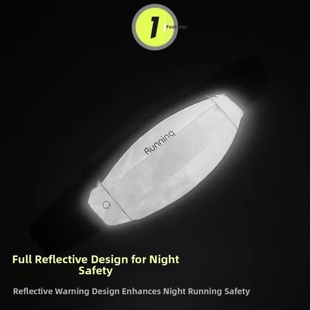 Polyester Mobile Phone Waist Bag Waterproof Night Reflective Strip Outdoor Sports Waist Bag Adjustable Strap