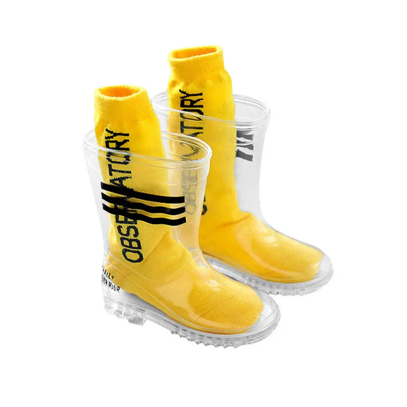 

2021 new fashion children's rain shoes PVC transparent rain boots non slip primary school students' middle tube rain boots