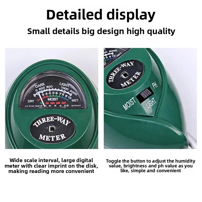 3 in 1 Soil PH Meter Sunlight PH Tester Garden Flowers Soil Moisture Sensor Meter Plants Acidity Humidity PH Monitor Detector
