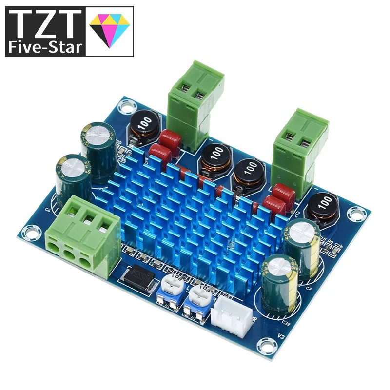 Carte d'amplificateur de puissance HIFI numérique haute puissance 2*120W XH-M572 châssis TPA3116wiches dédié entrée enfichable 5V 24V 28V sortie 120W