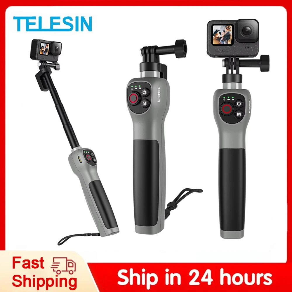 TELESIN buceo bajo el agua 0,85 M palo de Selfie impermeable palo de Selfie Control remoto inalámbrico para Gopro Hero 8 9 10 11 12 Go pro