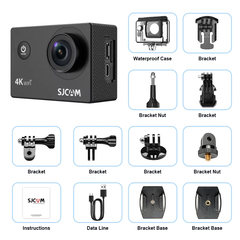 SJCAM SJ4000 Luchtactiecamera met 4K-video 30M Waterdicht 2.4G WiFi Sportcamera Actiecamera Sportcamera fiets motorfietsen