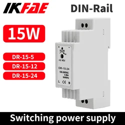 Industrial DIN -Rail  Switching Power Supply DR-15 Overload Protection Transformer Single Output 15W DC 5V 12V 24V 3A 1.25A