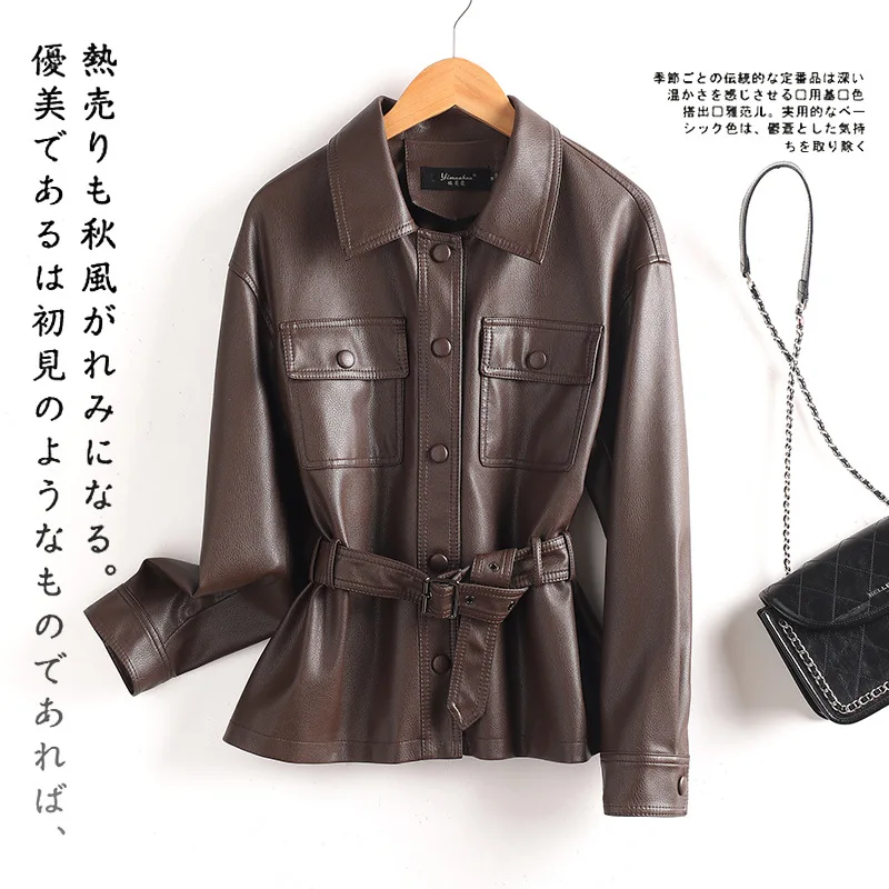 

Genuine Leather Jacket Women's Short 2025 Spring Fashion Waist Sheepskin Jacket