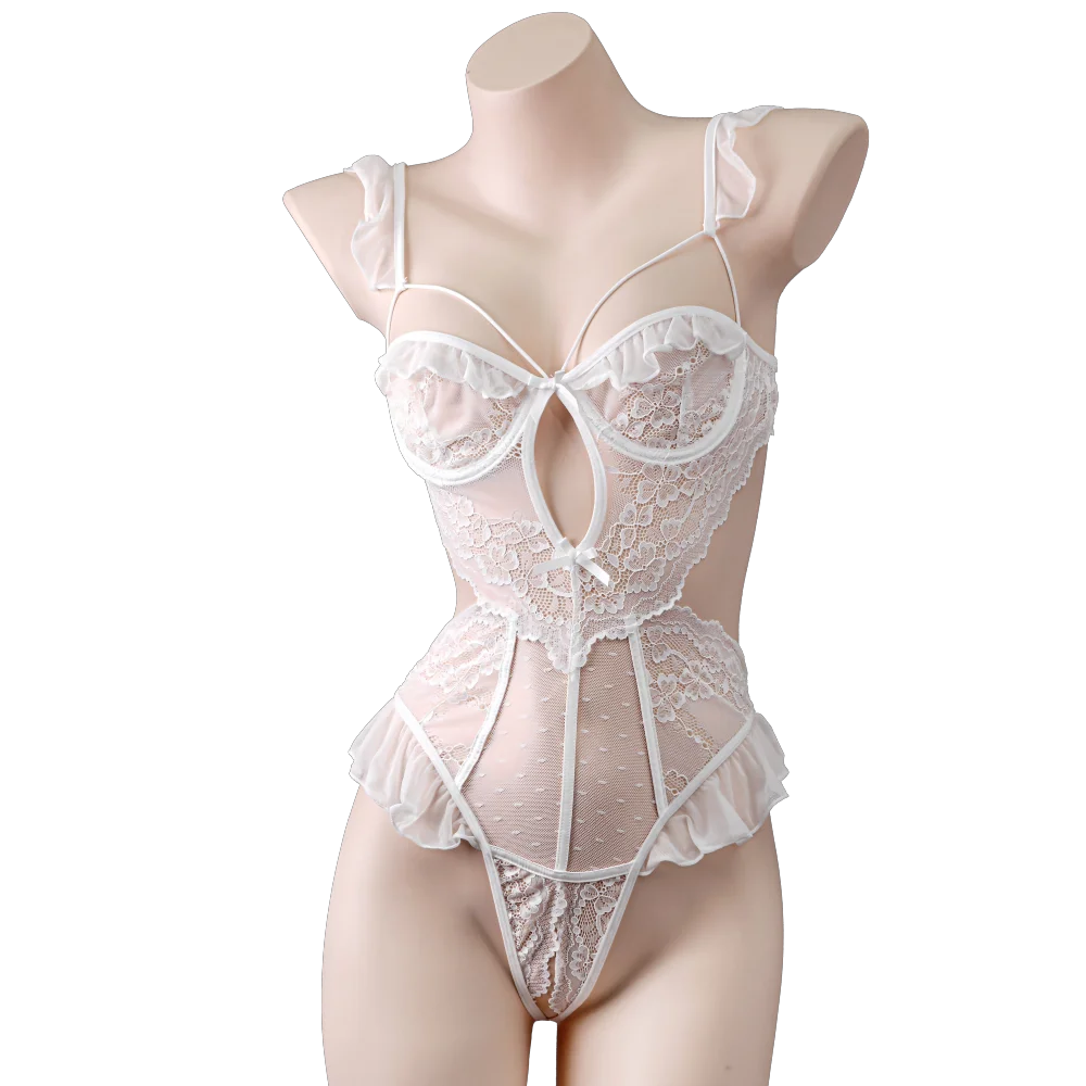 

Белое кружевное боди с открытой промежностью, эротическое женское белье для взрослых, сексуальный бебидолл