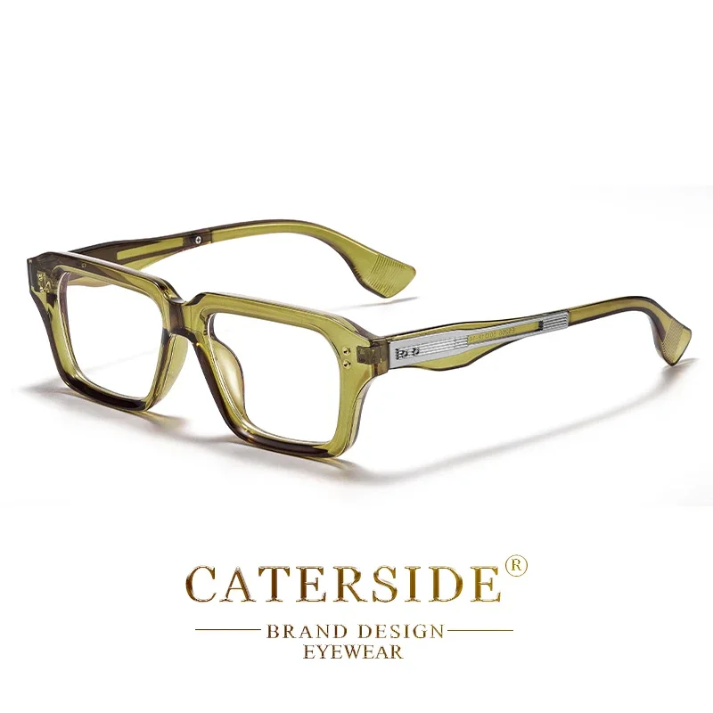 CATERSIDE Neue Vintage Herren-Brillenfassung mit einzigartigem Bügel-Design, luxuriöse Damen-Lesebrille mit Blaulichtfilter