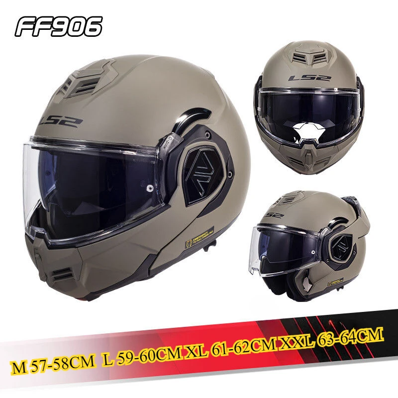 LS2 FF906 Advant Flip Up Full Face Helmets Motorcycle Modular Double Visor Helmet Built-in Lens ECE Capacete Moto New Arrival