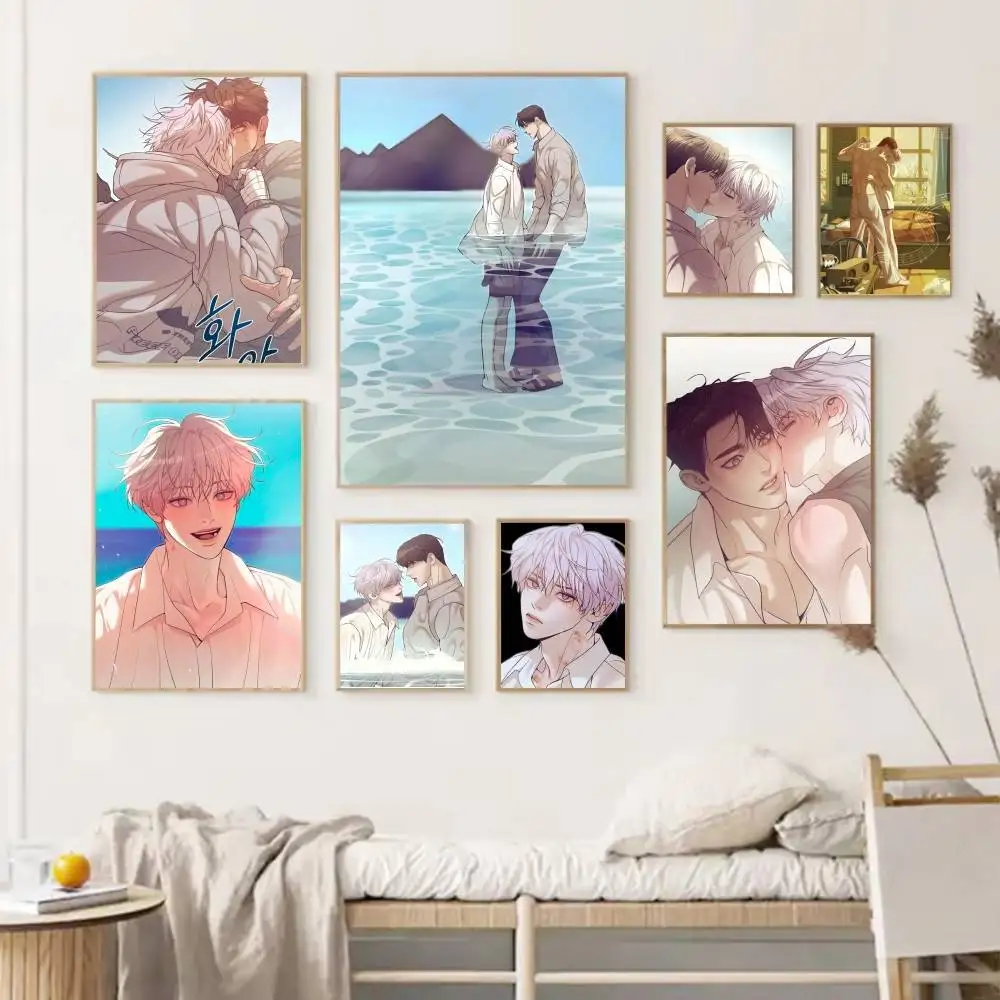 Pearl Boy-Kang-Dooshik-and-Jooha Poster Self-adhesive Art Waterproof Paper Sticker Coffee House Bar Room Wall Decor