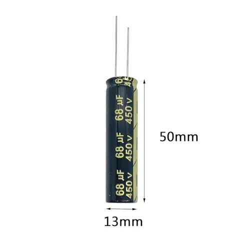 5Pcs 450v 68UF Aluminum Electrolytic Capacitors 13x50MM(0.51x1.97in) High Frequency Capacitors for LED LCD Power Board DIP