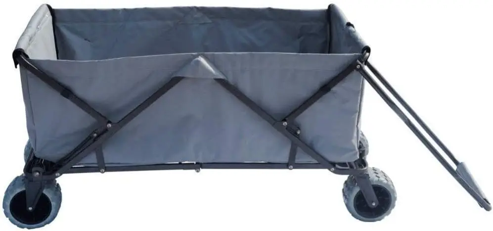Folding Collapsible Utility Wagon, Extra-Large Wagon with All-Terrain Wheels, Grey