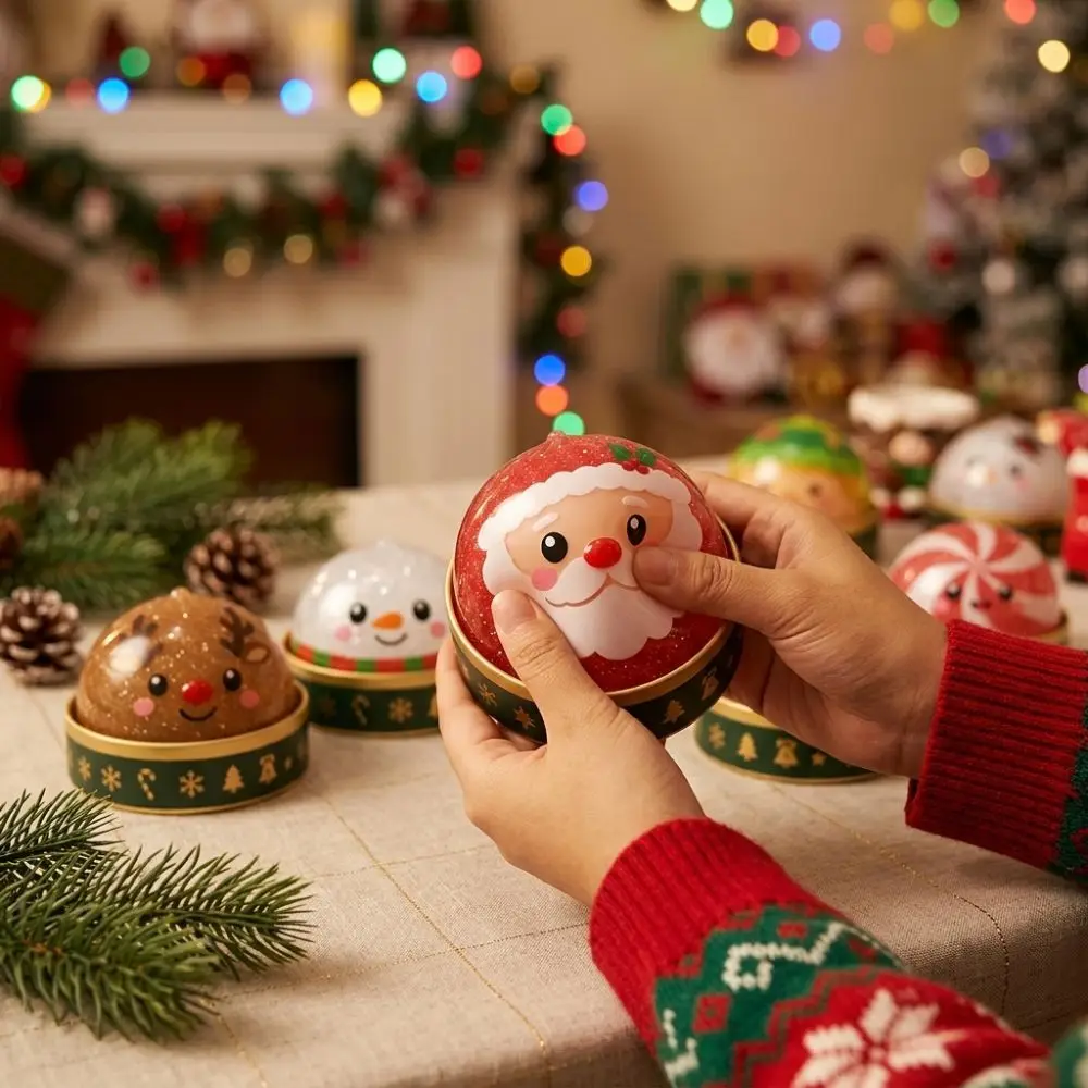 Soft Texture Christmas Stress Squeeze Slow Rise Glitter Ball Squishy Fidget Ball Comfortable TPR Santa Squishy Stress
