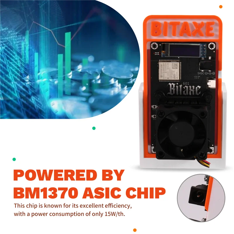 حامل ترقية Bitaxe Gamma 601 1.2TH/S BTC Solo Miner 18-22W BM1370 Asic من Antminer S21 Pro BTC Crypto Miner AU PLUG-TCE