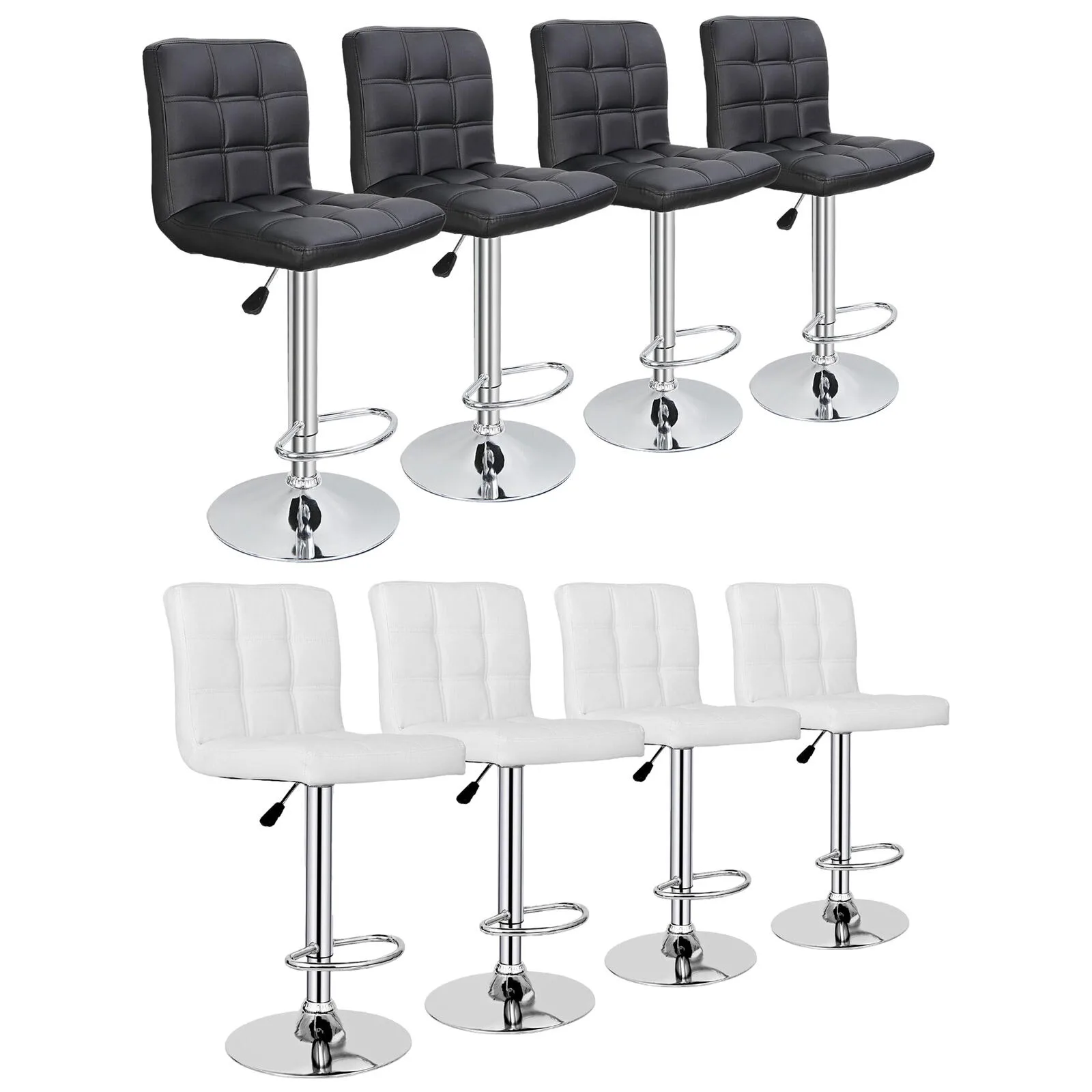 

US Bar Stools Modern PU Leather Adjustable Counter Height Swivel Barstools Set of 4