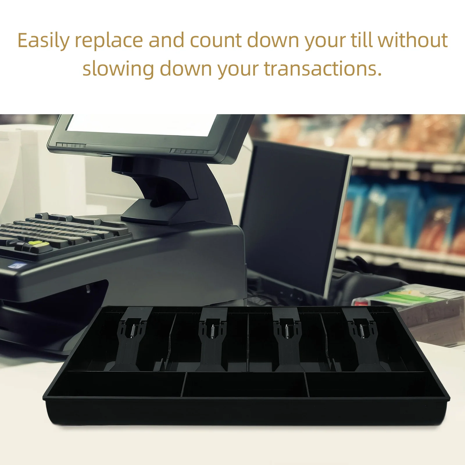 

Cash Drawer Insert Tray 3 Coins Heavy Duty ABS Plastic Cashier Tray for Market Grocery Supermarket Cash Box