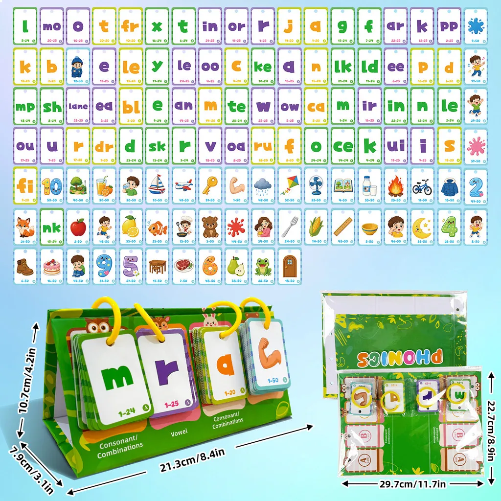 119 Pcs CVC Words Phonic Educational English Cards for Kids Consonant Vowel Combinations Vocabulary Reading & Spelling Flashcard