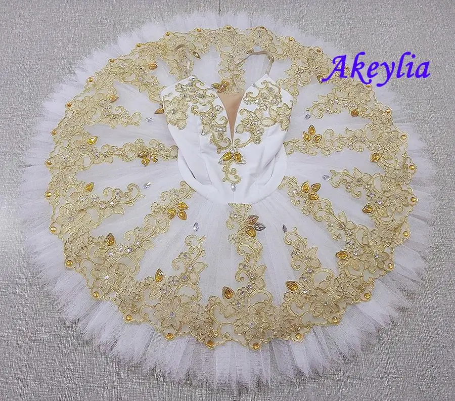 Luz rosa ouro bela adormecida ballet tutu profissional meninas panqueca tutu traje competição o quebra-nozes tutu prato 0455