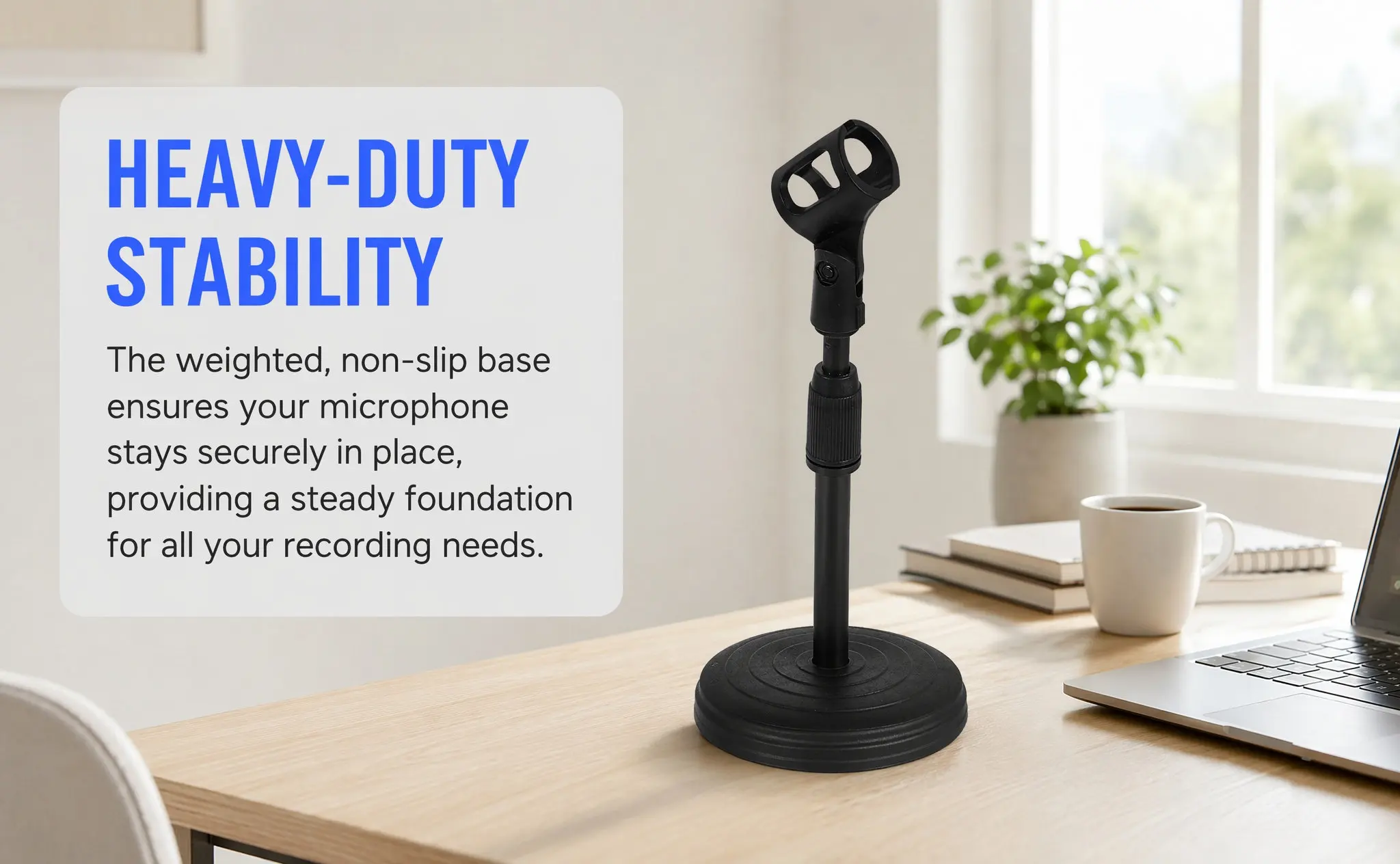 Adjustable Desktop Microphone Stand with Clip for Streaming Gaming Singing Voice Recording Conference Setup Compact