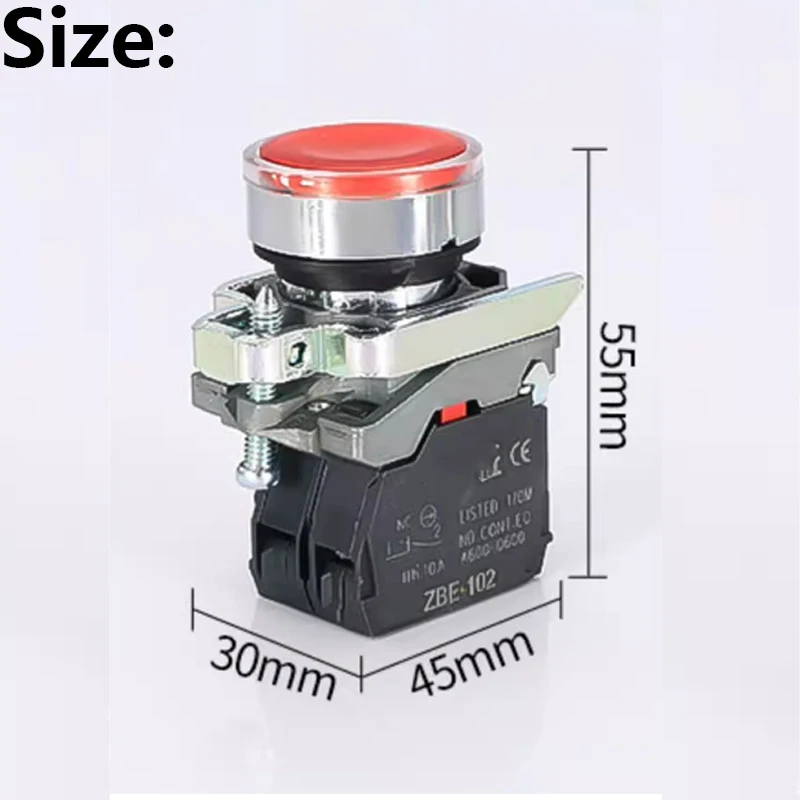 XB4BW34B1C 33B1C round flat head button with light start stop normally open normally closed self-reset switch