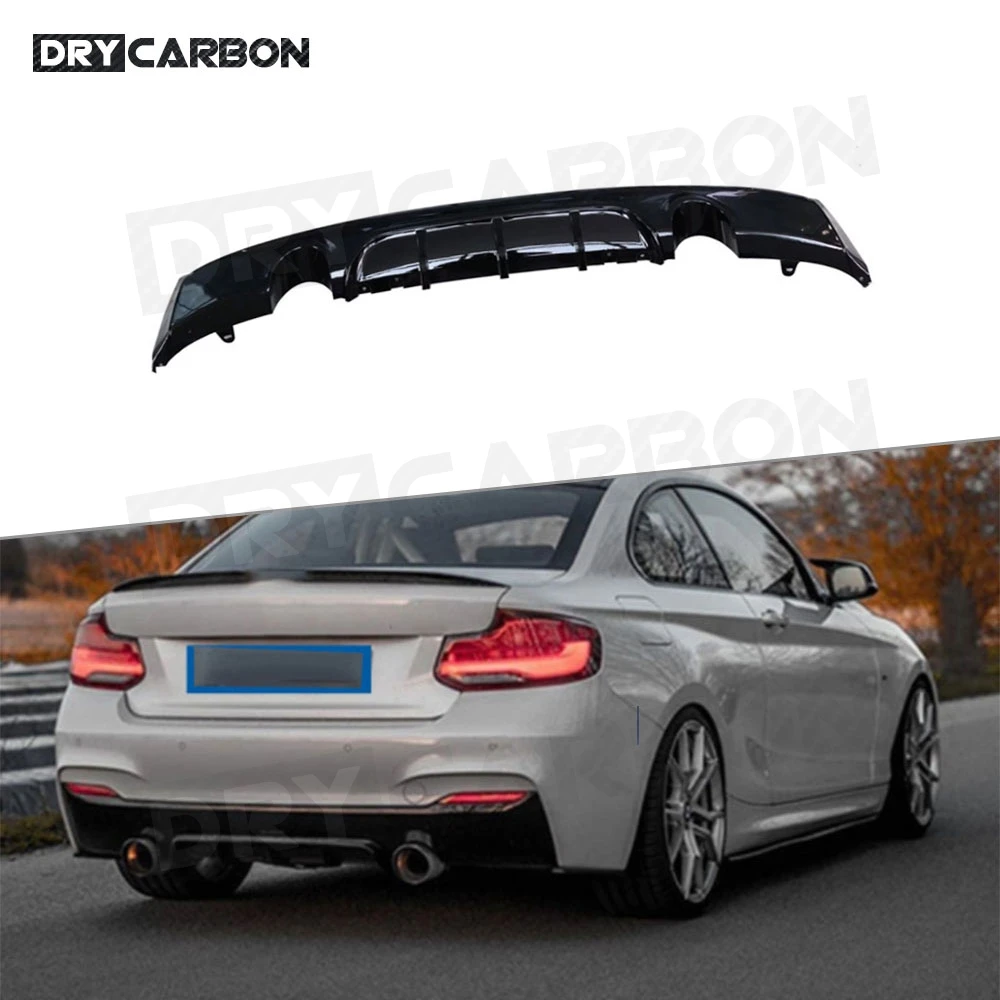 

PP Car Rear Bumper Lip Spoiler Diffuser for BMW 2 Series F22 M Sport 2014-2017 Rear Diffuser Gloss Black Car Style