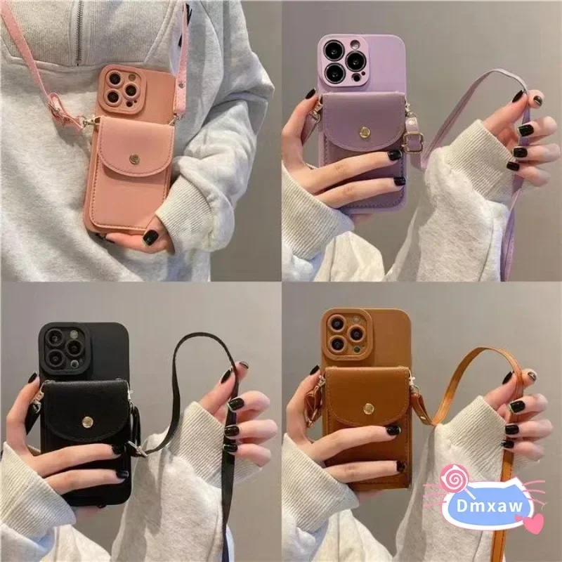 For infinix Hot 40 Pro 40i Note 30 Pro 30i Hot 30 Play 30i Smart 7 X6515 Cute Back Cover Flap Card Wallet +Lanyard Soft Case