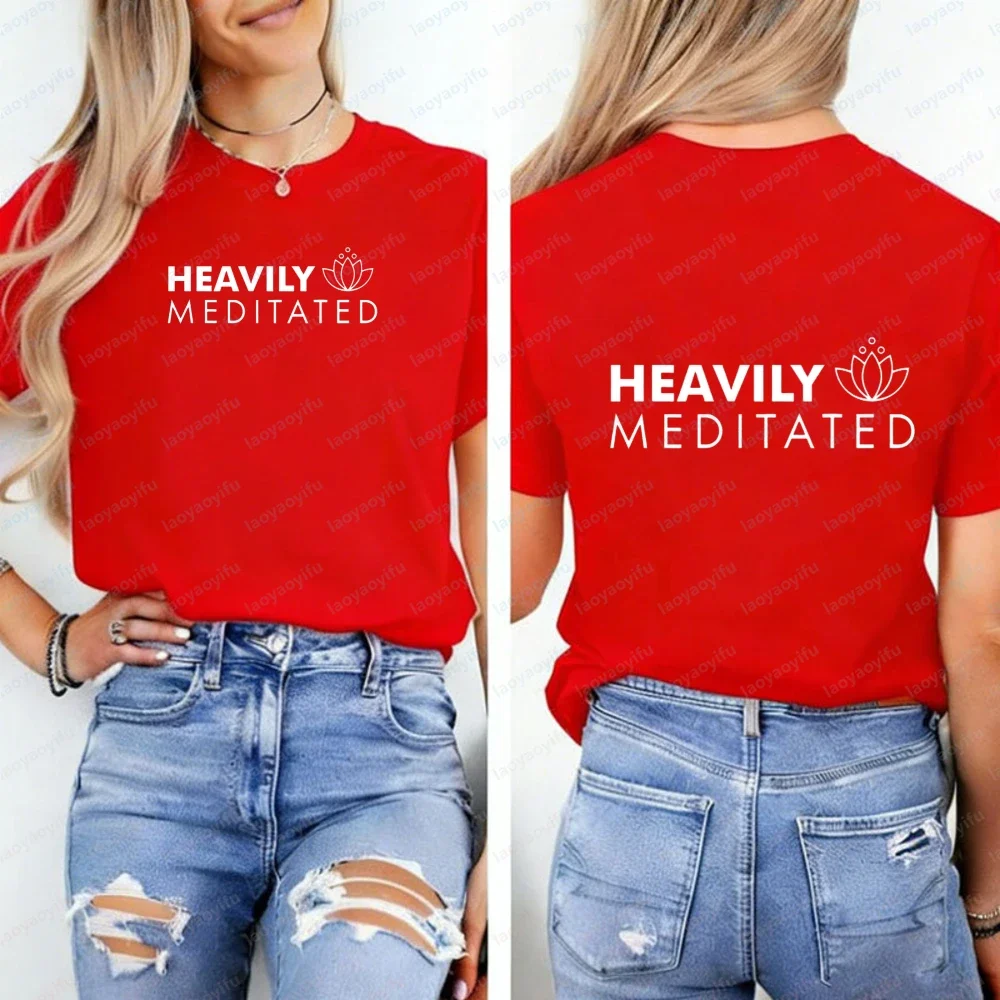 Meditation Yoga Yogi Lotus Lotus Flower TShirt Heavily Meditated Namaste Yogi Women Shirt Oversized T Shirt Vintage Clothes Tops