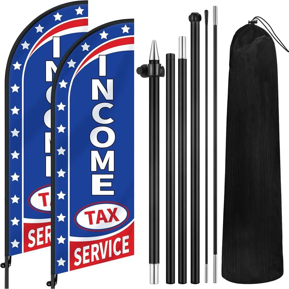 

2 Sets Income Tax Service eather lag 7 t lagpoles Pole and Ground Stake Tax Services Swooper Advertising lag eather Banner or Ac