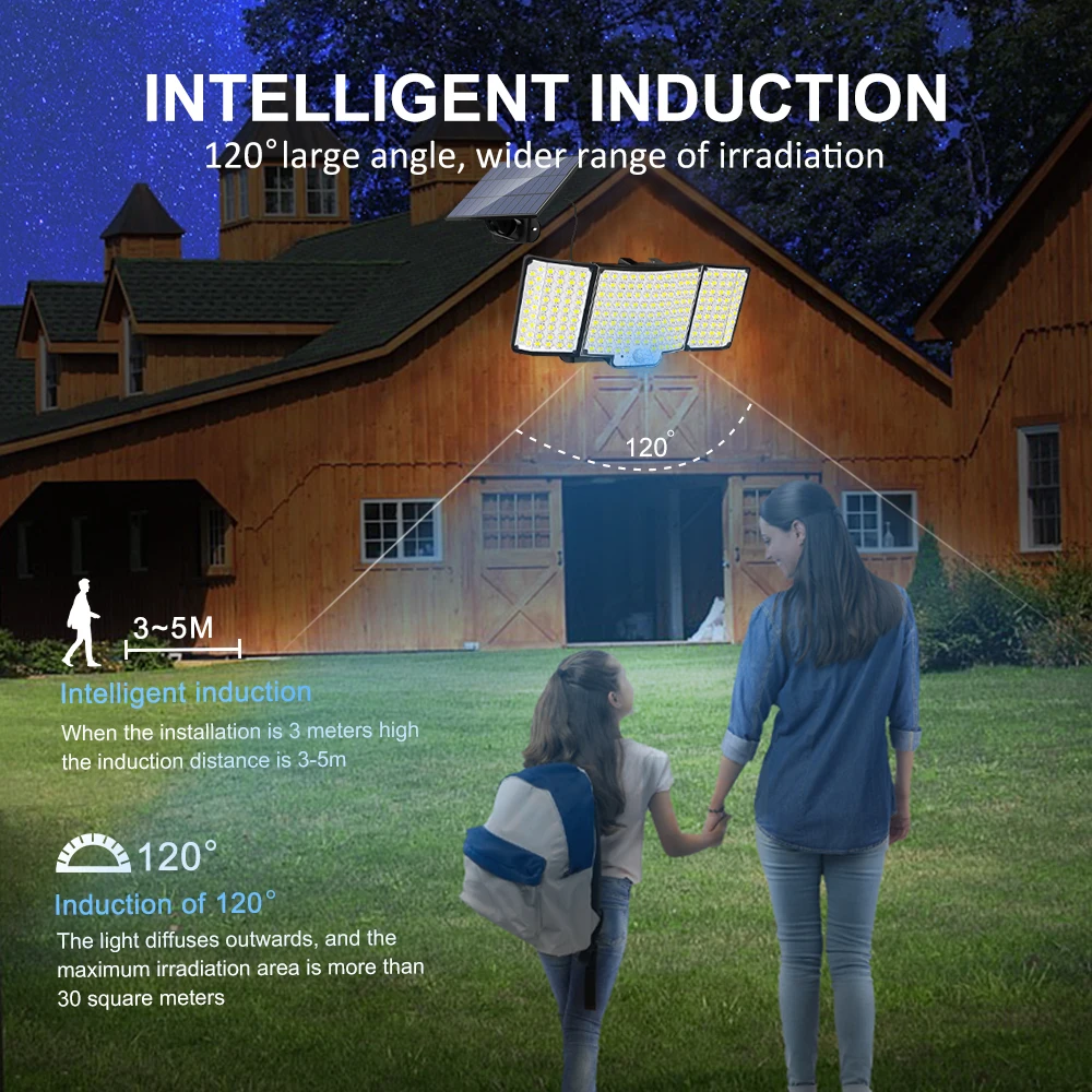 106 LED Solar Flood Lights Outdoor Remote Controlled Motion Sensor Security Light Solar Powered Dusk to Dawn Wall Lights Garage image 3