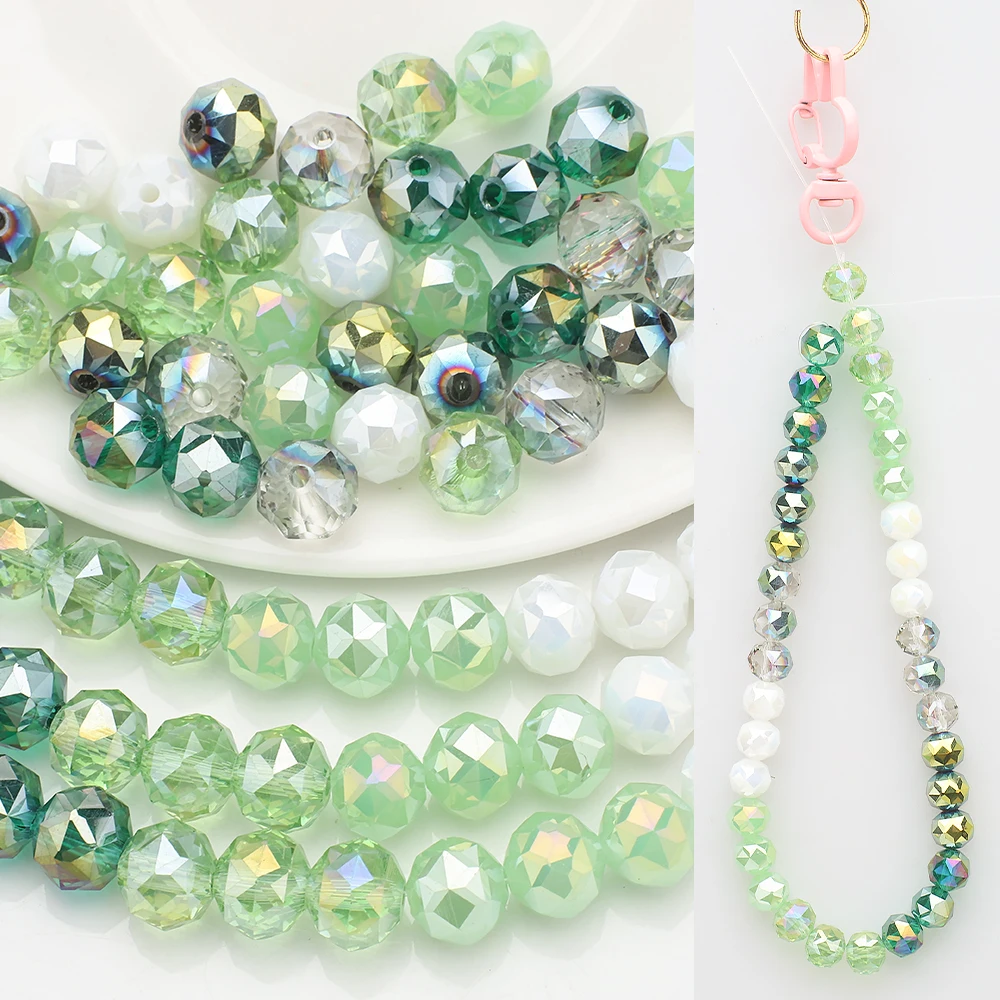 36 Stück 8mm Mehrfach Geschliffene Kristallglas-Disco-Kugelperlen Facettierte Runde Lose Abstandhalterperlen für DIY Schmuckherstellung Handyketten