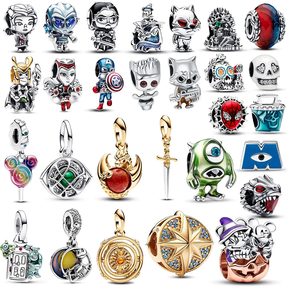 

Disney Marvel Beads Justice Alliance Super Spider Man Charms Fit Original Pandora Bracelet Women Queen DIY Pendant Jewelry Gift