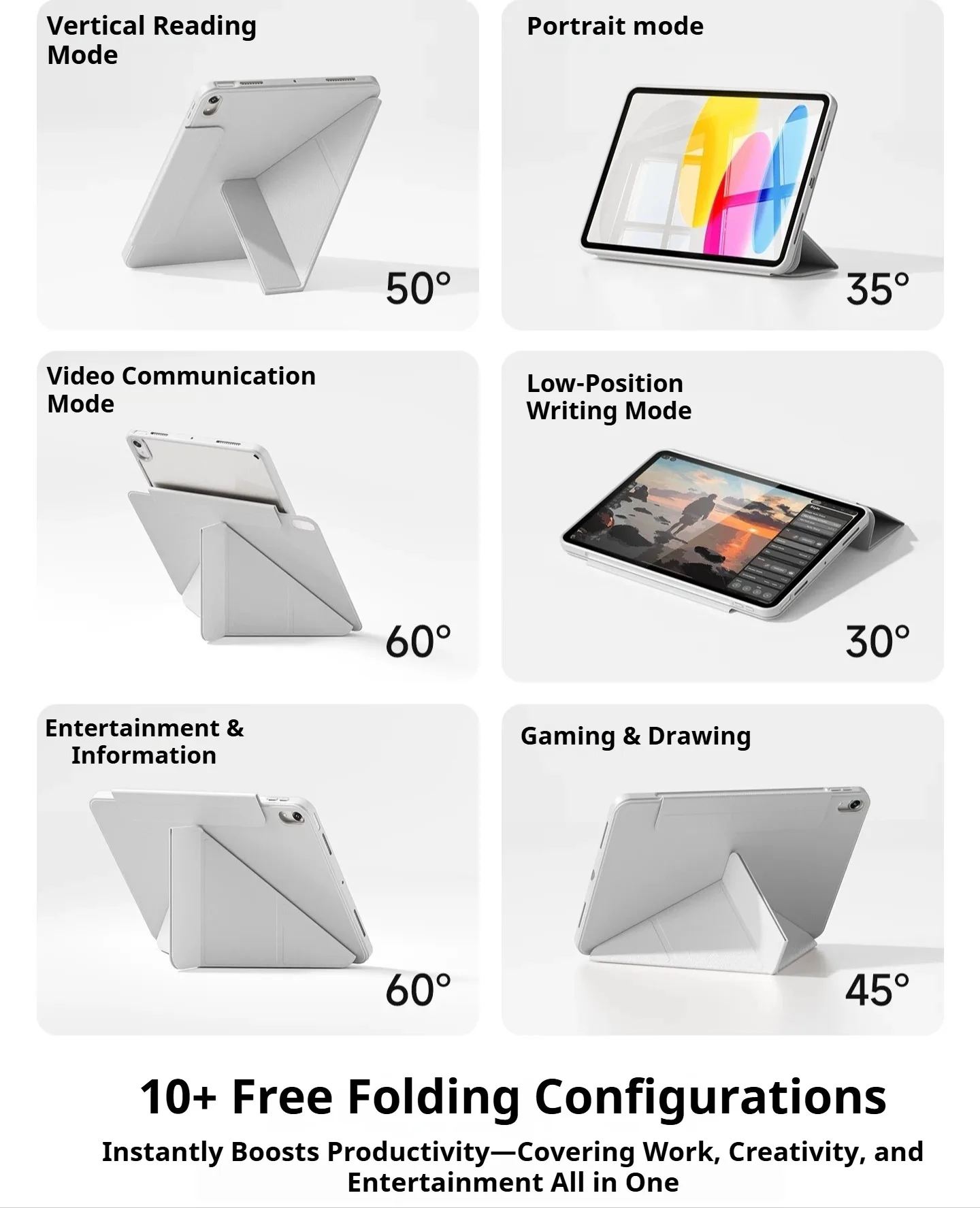 RBP for iPad A16 11/10th Gen Y-Shaped Folding Case, iPad 10.2, Air 11 45678th Gen, Pro 11/12.9/13, Mini 6/7 360° Rotating Cover