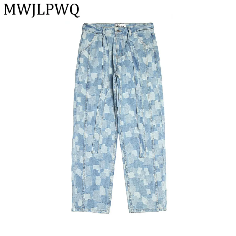 

Джинсы MWJLPWQ в уличном стиле, прямые, широкие, в клетку, мужские, в стиле хип-хоп, свободные, из денима, с эффектом потертости, весна-лето, модные, 13948