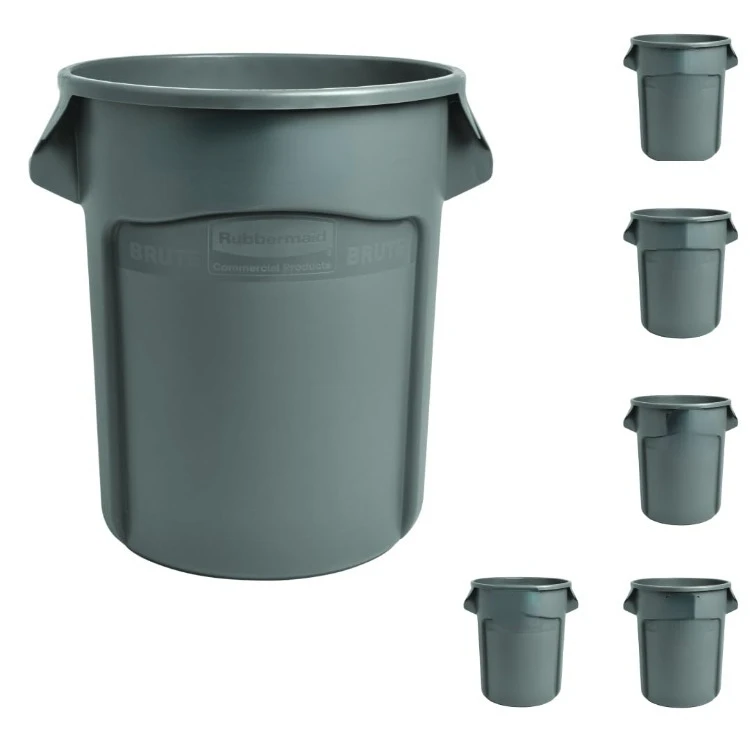 Commercial Products BRUTE Heavy-Duty Trash/Garbage Can, 20-Gallon, Gray, Wastebasket for Home/Garage/Bathroom/Outdoor