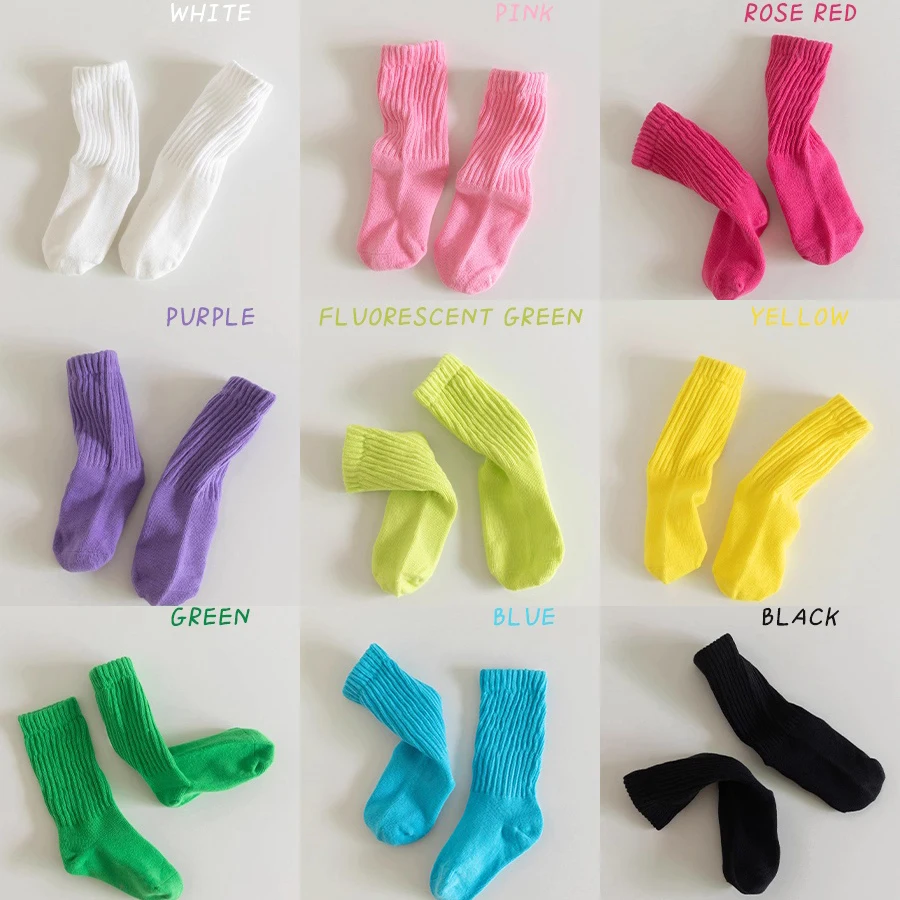 20 Colors Boys Girls Cotton Socks Knee High Ribbed Infants Long Socks Winter Children's Leg Warmers Soft Baby Socken Kids 1-10Y