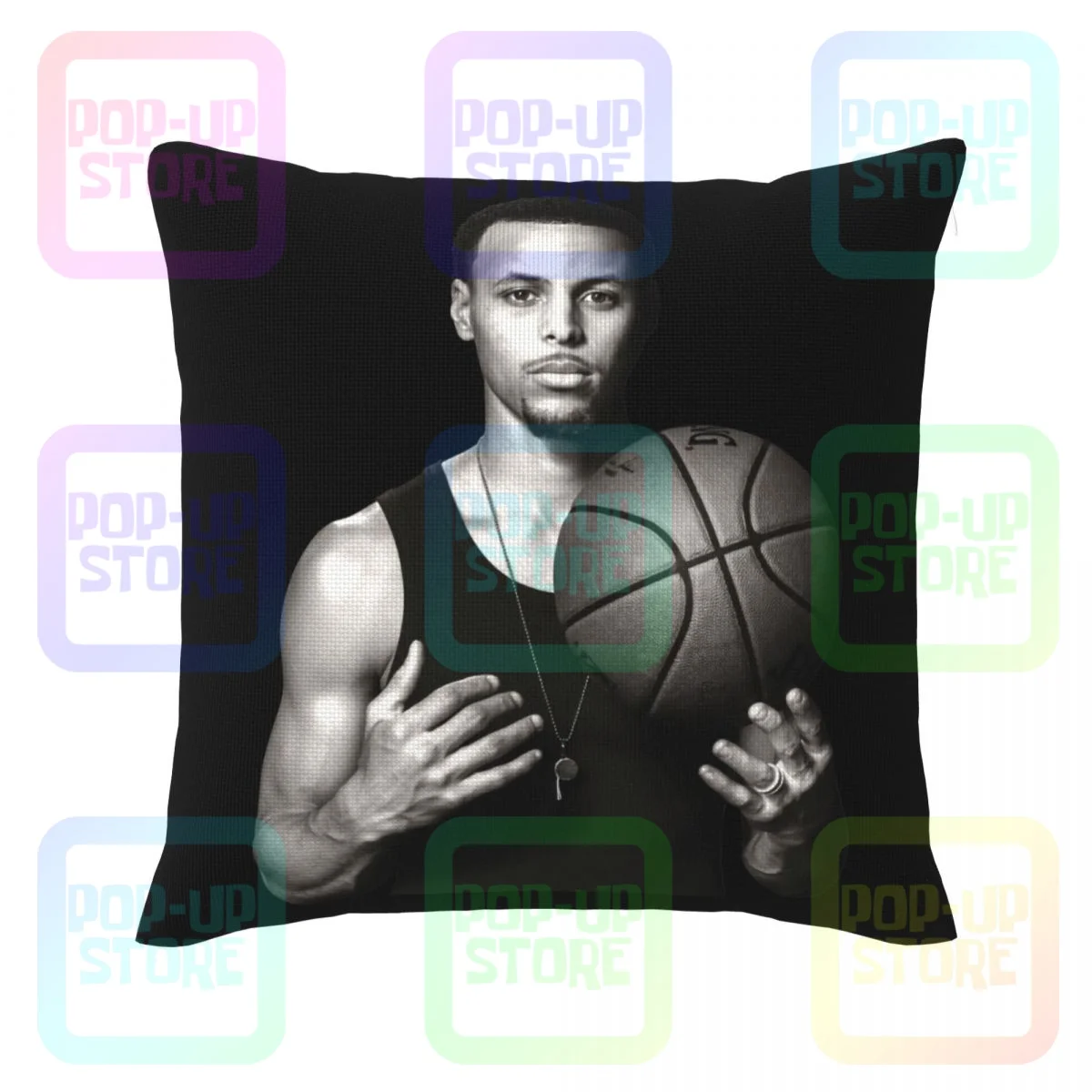 Square Stephen Curry Portrait Graphic Linen Pillowcase Throw Pillow Cover Healthy Decorative Comfortable