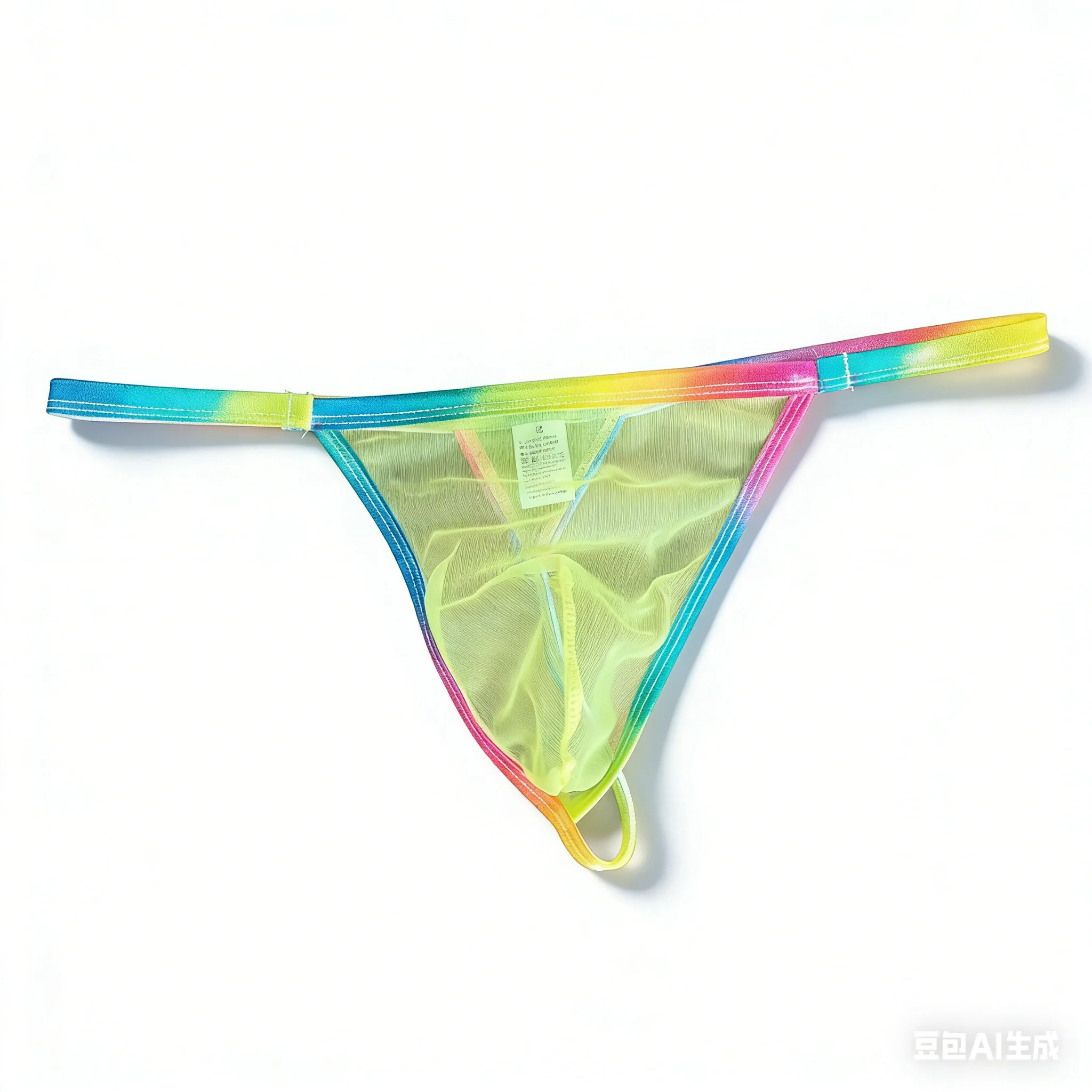 Mesh Sheer Bulge Thong for Men Ultra-thin See-through G-string Rainbow Edge Sexy Invisible Knicker Club Party Open Butt Lingerie