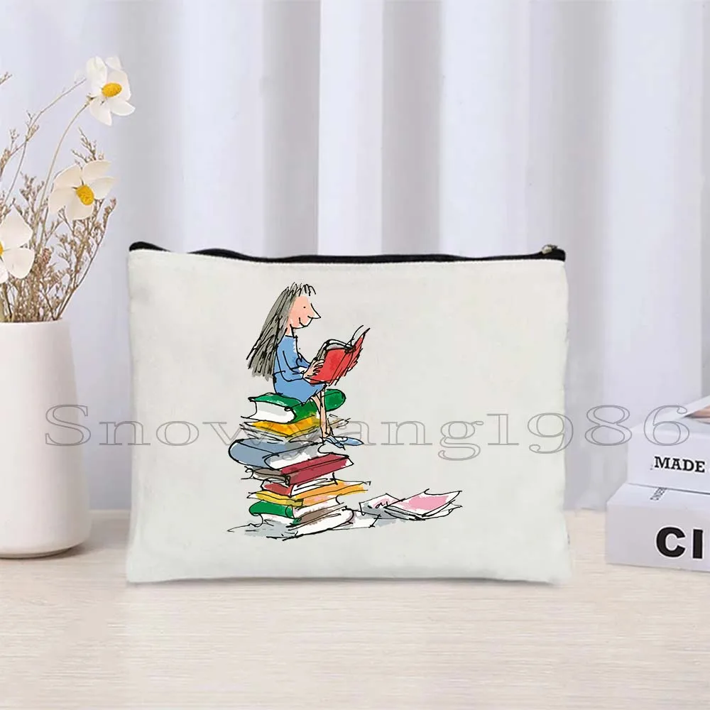 Floral Books Lover Bookish Quotes Banned Books Coffee Reading Bookstack Canvas Cosmetic Bag Makeup Lipstick Pouch Pencil Case