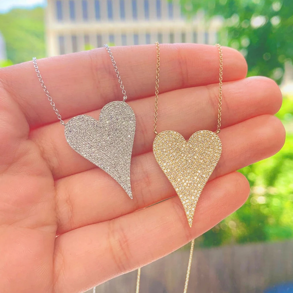 

Новое ожерелье из стерлингового серебра 925 пробы с микро-паве Bling CZ, нежное изящное ожерелье «Любовь», простой кулон в форме сердца, женский подарок для мамы, ювелирные изделия