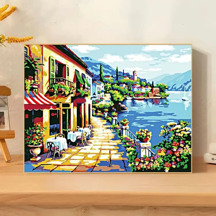 1set Horizontal digital oil painting DIY coloring cartoon children's hand painting creative coloring decompression landscape