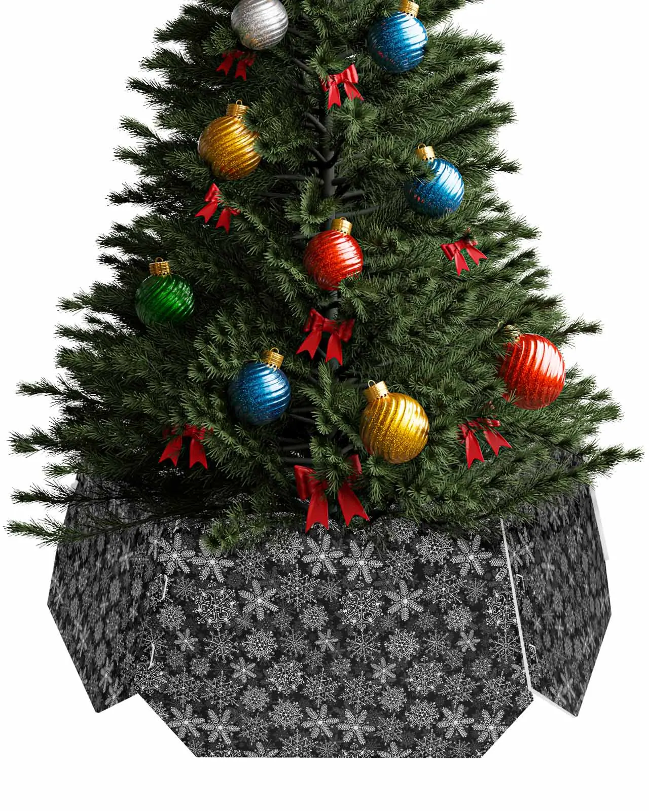 Hand-Painted Retro Style Christmas Tree Creative Printed stereoscopic Tree Bottom Decoration Festival Party Tree Skirt