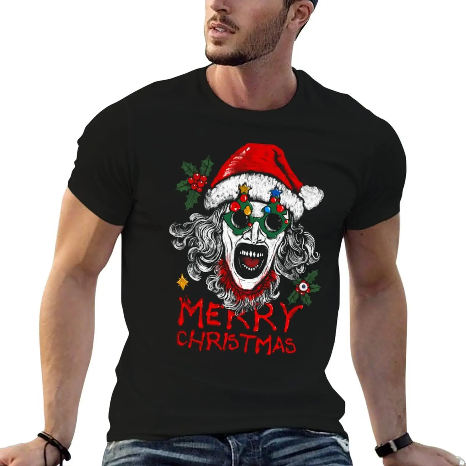 Terrifier Santa Claus Horror Fan Art T-Shirt man t shirts graphic t shirt custom print t shirts for man cotton soft T-shirt