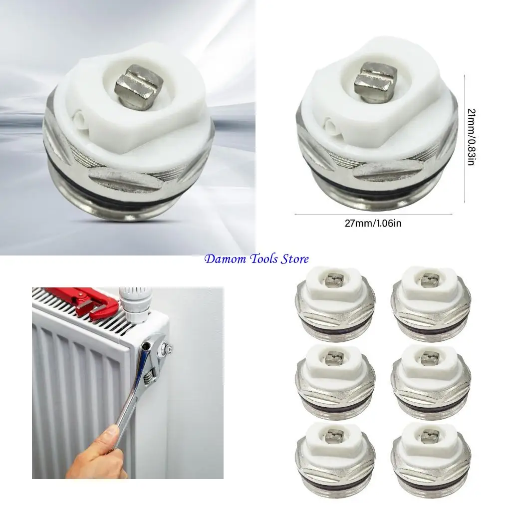57BE Set of 6 Radiator Bleeding Valves 1/2inch Sealing Designs Radiator Valves