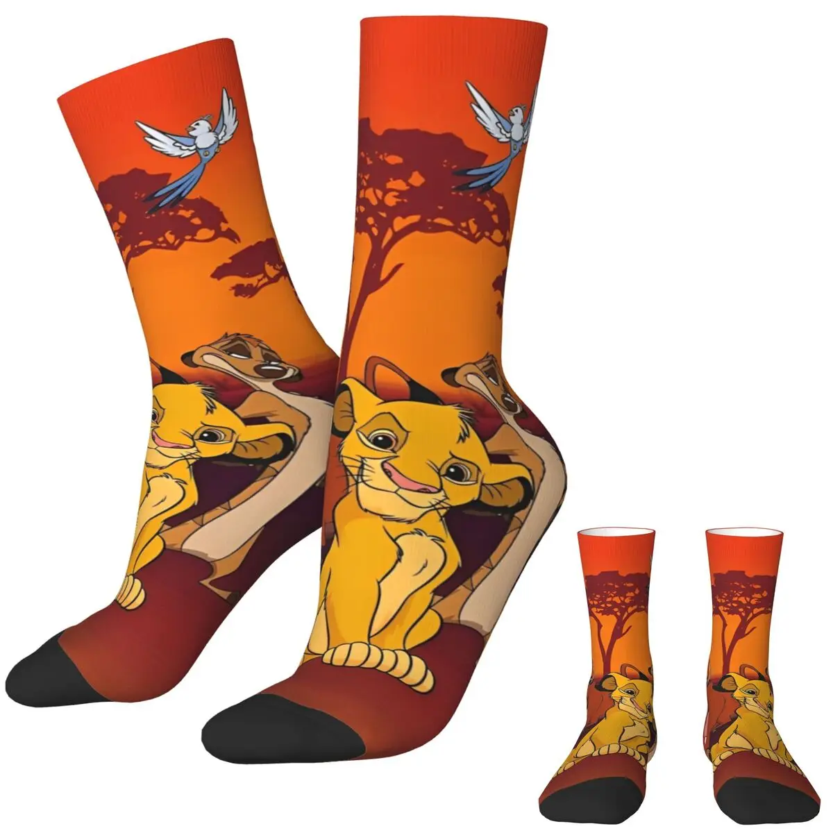 Simba Lion King Socks Funny Stockings Autumn Anti Skid Unisex Men Socks Medium Soft Pattern Outdoor Socks