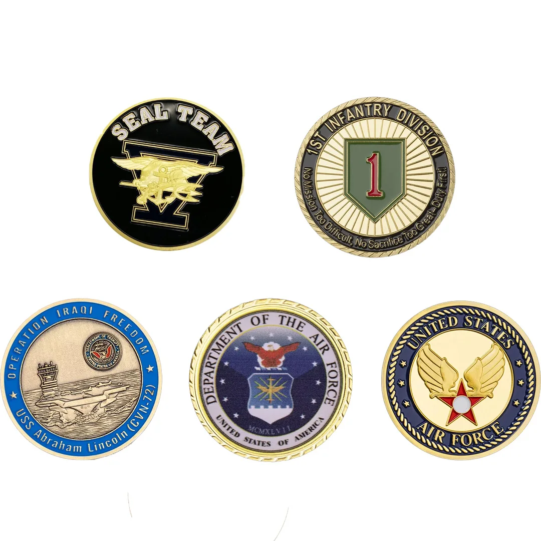 عملة التحدي العسكرية المطلية بالذهب التذكارية الأمريكية، مشجعي الجيش الجوي، عملات معدنية قابلة للجمع، سلسلة هدايا قابلة للجمع