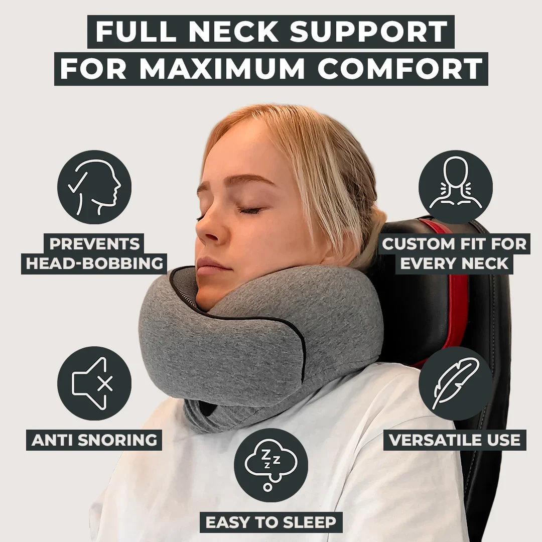 

EmekaOkayso Memory Foam Neck Pillow U-Shaped Travel Pillow Adjustable Portable Ergonomic Support for Airplane Car Neck Pillow