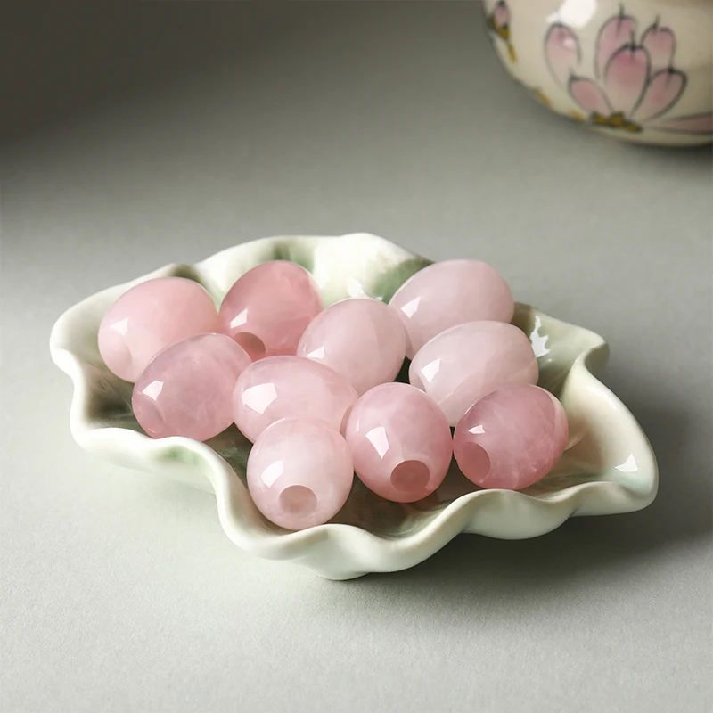 1 Stück Naturstein Rosa Quarz Achat Jaspis Fassförmige Perlen 16x18mm Großlochperle für DIY Schmuckherstellung Halsketten-Zubehör – Detail 10